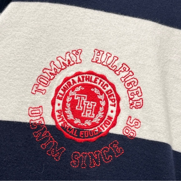 Tommy Hilfiger Rugby Polo Striped Shirt Dress Small Blue White Striped Collared - Picture 2 of 13